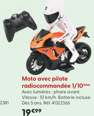Moto avec pilote radiocommandée 1/10ème