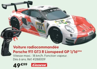 Voiture radiocommandée Porsche 911 GT3 R Lionspeed GP 1/16ème Carrera