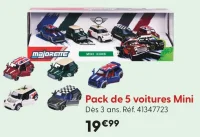 Pack de 5 voitures Mini Majorette