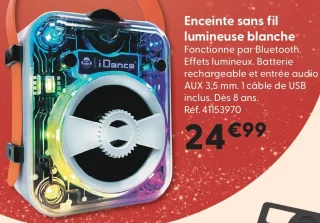 Enceinte sans fil lumineuse blanche iDance