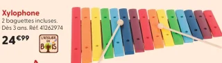 Xylophone 2 baguettes incluses L'Atelier du Bois