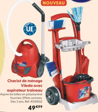Chariot de ménage Vileda avec aspirateur traineau