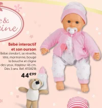 Poupon Bébé interactif et son ourson Cerise & Capucine