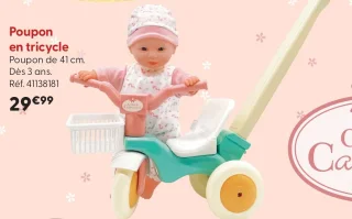Poupon en tricycle Cerise & Capucine