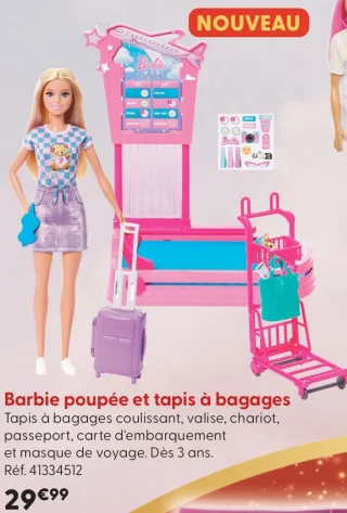 Barbie poupée et tapis à bagages