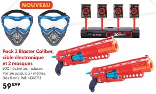 Pack 2 Blaster Caliber, cible électronique et 2 masques X-Shot