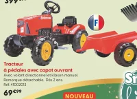 Tracteur à pédales avec capot ouvrant
