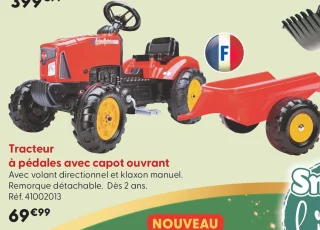 Tracteur à pédales avec capot ouvrant