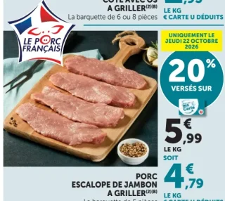 Porc escalope de jambon à griller