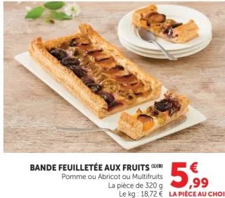 Bande feuilletée aux fruits (Pomme ou Abricot ou Multifruits)