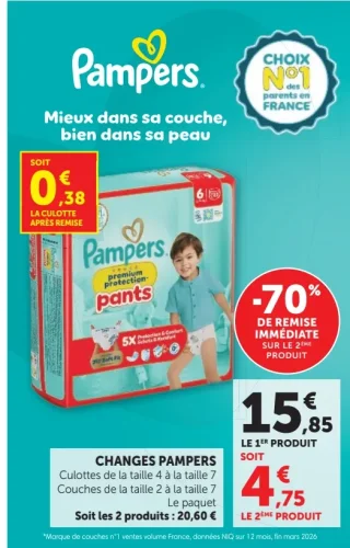 Couches ou Culottes Pampers Baby-Dry / Premium Protection