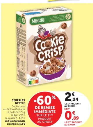 Céréales Nestlé Cookie Crisp ou Golden Grahams