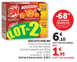 Biscuits Mini BN Fraise, chocolat lait ou chocolat noisette