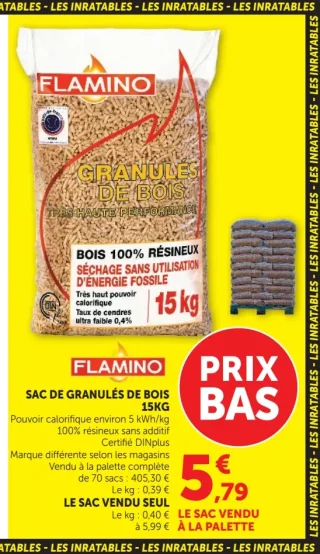Sac de granulés de bois Flamino 15 kg