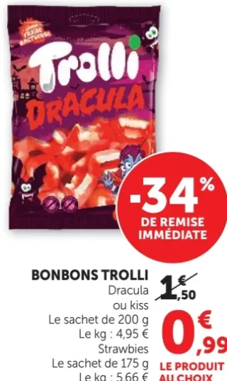 Bonbons Trolli Dracula, kiss, Strawbies