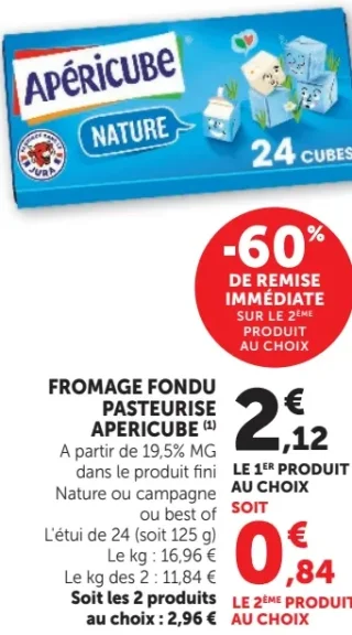 Fromage fondu pasteurisé Apéricube