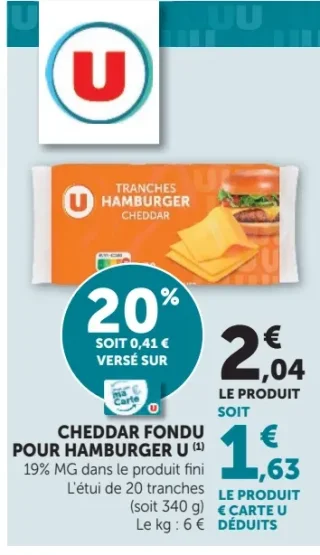 Cheddar fondu pour hamburger U