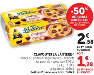 Clafoutis La Laitière Cerises ou pommes façon tatin ou abricots