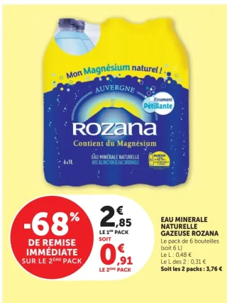 Eau minérale naturelle gazeuse Rozana
