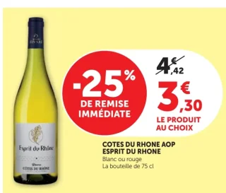 COTES DU RHONE AOP ESPRIT DU RHONE Blanc ou rouge