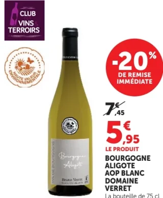 BOURGOGNE ALIGOTE AOP BLANC DOMAINE VERRET
