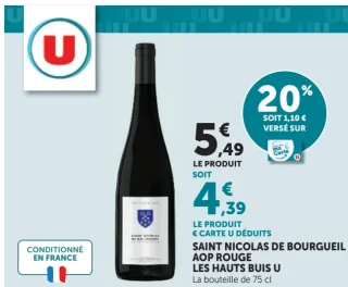 SAINT NICOLAS DE BOURGUEIL AOP ROUGE LES HAUTS BUIS U