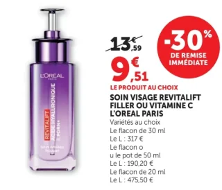 Soin visage Revitalift Filler ou Vitamine C L'Oréal Paris