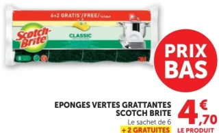 Éponges vertes grattantes Scotch Brite