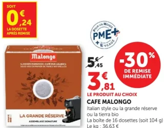 Café Malongo Italian style, la grande réserve ou la terra bio