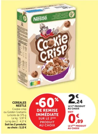 Céréales Cookie Crisp ou Golden Grahams Nestlé