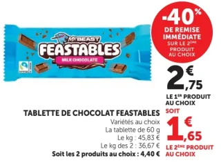 Tablette de chocolat Feastables