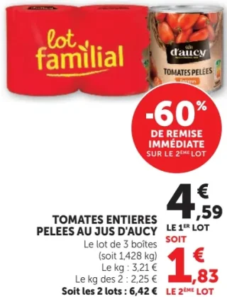 Tomates entières pelées au jus d'Aucy
