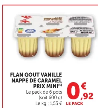 Flan goût vanille nappe de caramel Prix Mini
