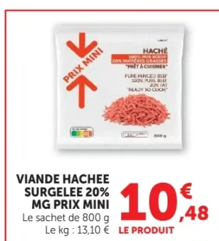 Viande hachée surgelée 20% MG Prix Mini