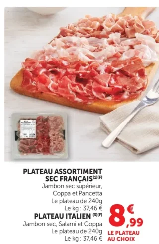 Plateau assortiment sec français ou plateau italien