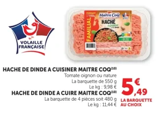 Haché de dinde à cuisiner ou à cuire Maître CoQ