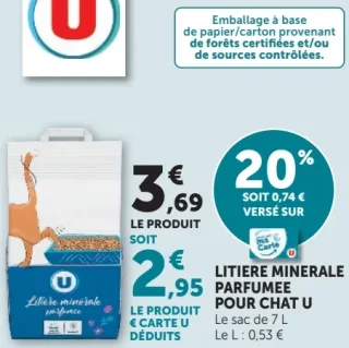Litière minérale parfumée pour chat U