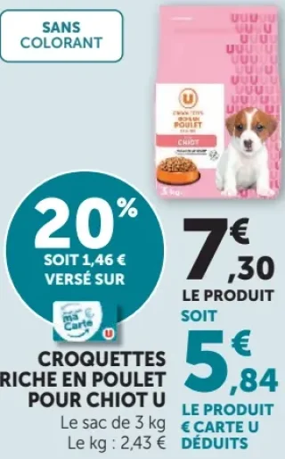Croquettes riche en poulet pour chiot U