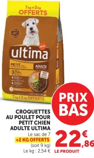 Croquettes au poulet pour petit chien adulte Ultima