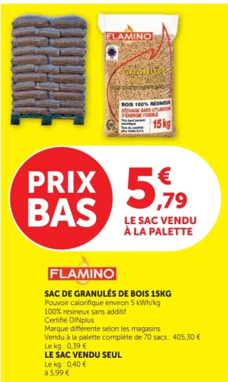 Sac de granulés de bois 15kg Flamino