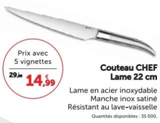 Couteau Chef Lame 22 cm Laguiole Heritage
