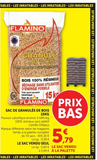 Sac de granulés de bois Flamino 15kg
