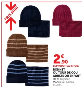 Bonnet ou tour de cou adulte ou enfant