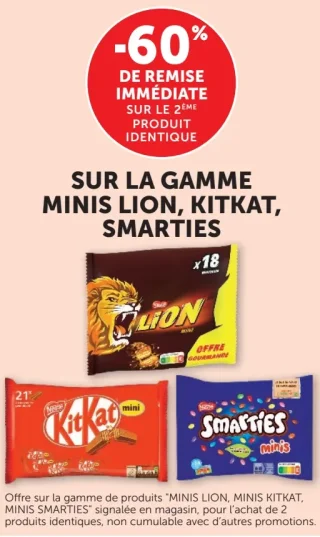 Sachets de chocolat Minis Lion, KitKat, Smarties