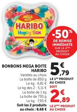 BONBONS MEGA BOITE HARIBO Variétés au choix