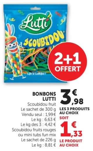 BONBONS LUTTI Scoubidou fruit ou mini tubs fun mix
