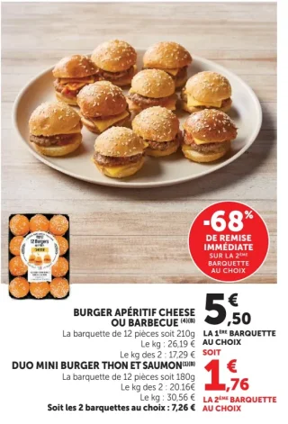 Burger apéritif cheese ou barbecue / Duo mini burger thon et saumon
