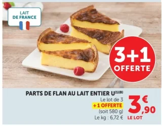 Parts de flan au lait entier U