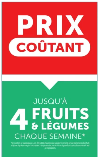 Prix coûtant jusqu'à 4 fruits & légumes chaque semaine