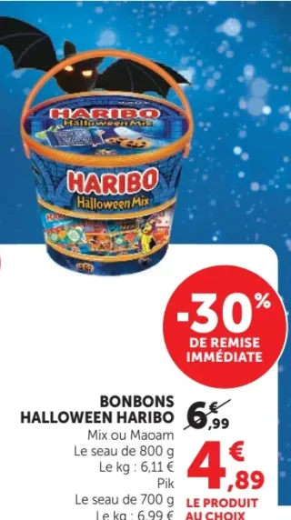 Bonbons Halloween Haribo Mix ou Maoam ou Pik